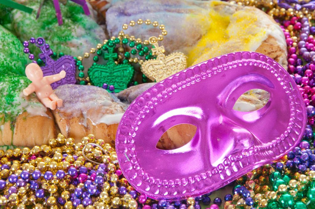 King Cake, Beads, Mask