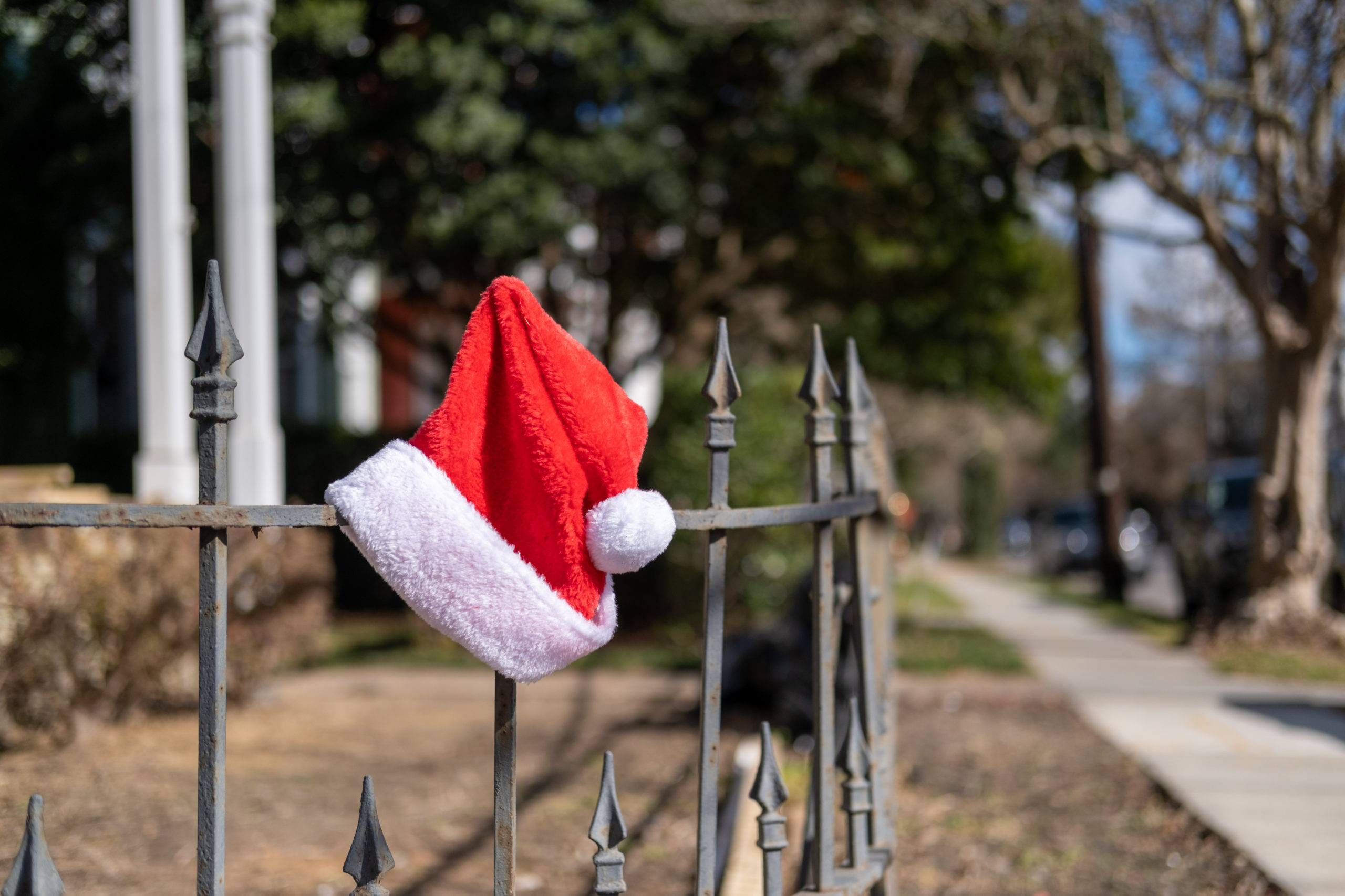 Santa hat on a fence