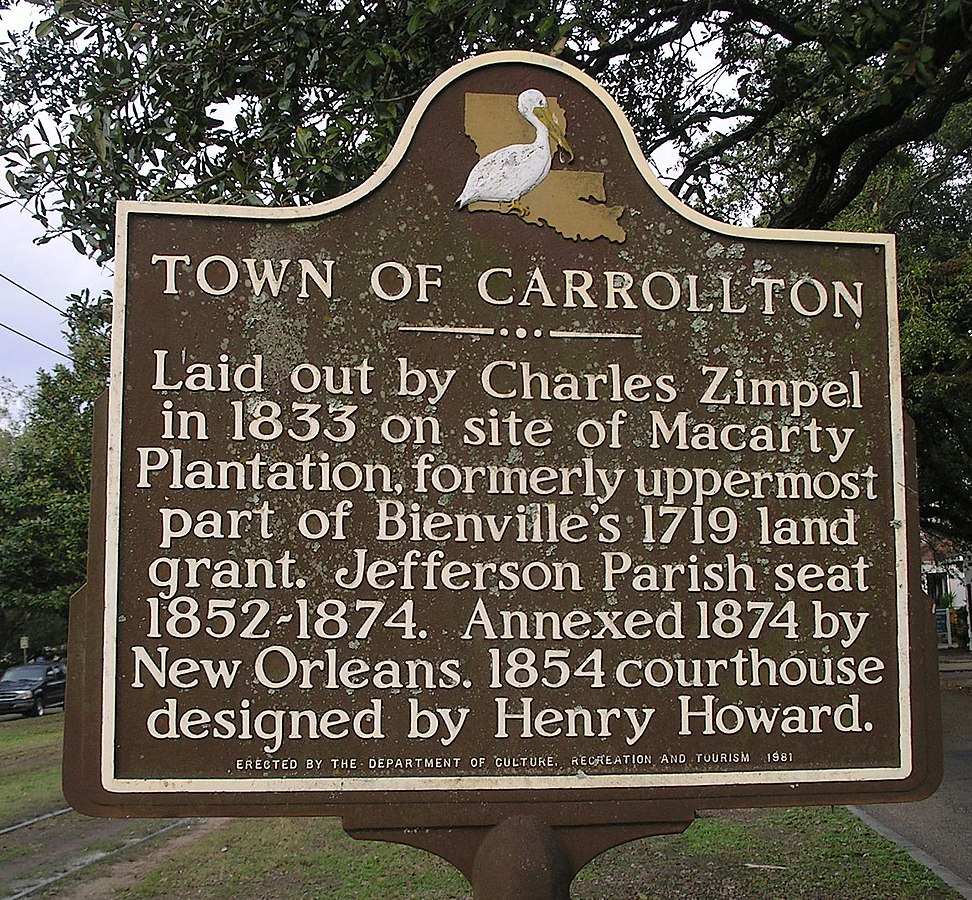 Carrollton Sign Displaying History of Neighborhood