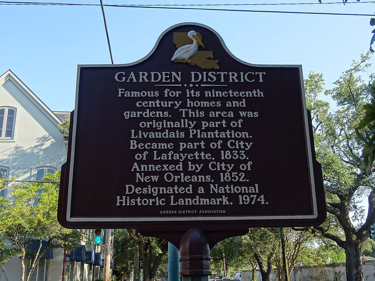 Sign Relaying History of Garden District
