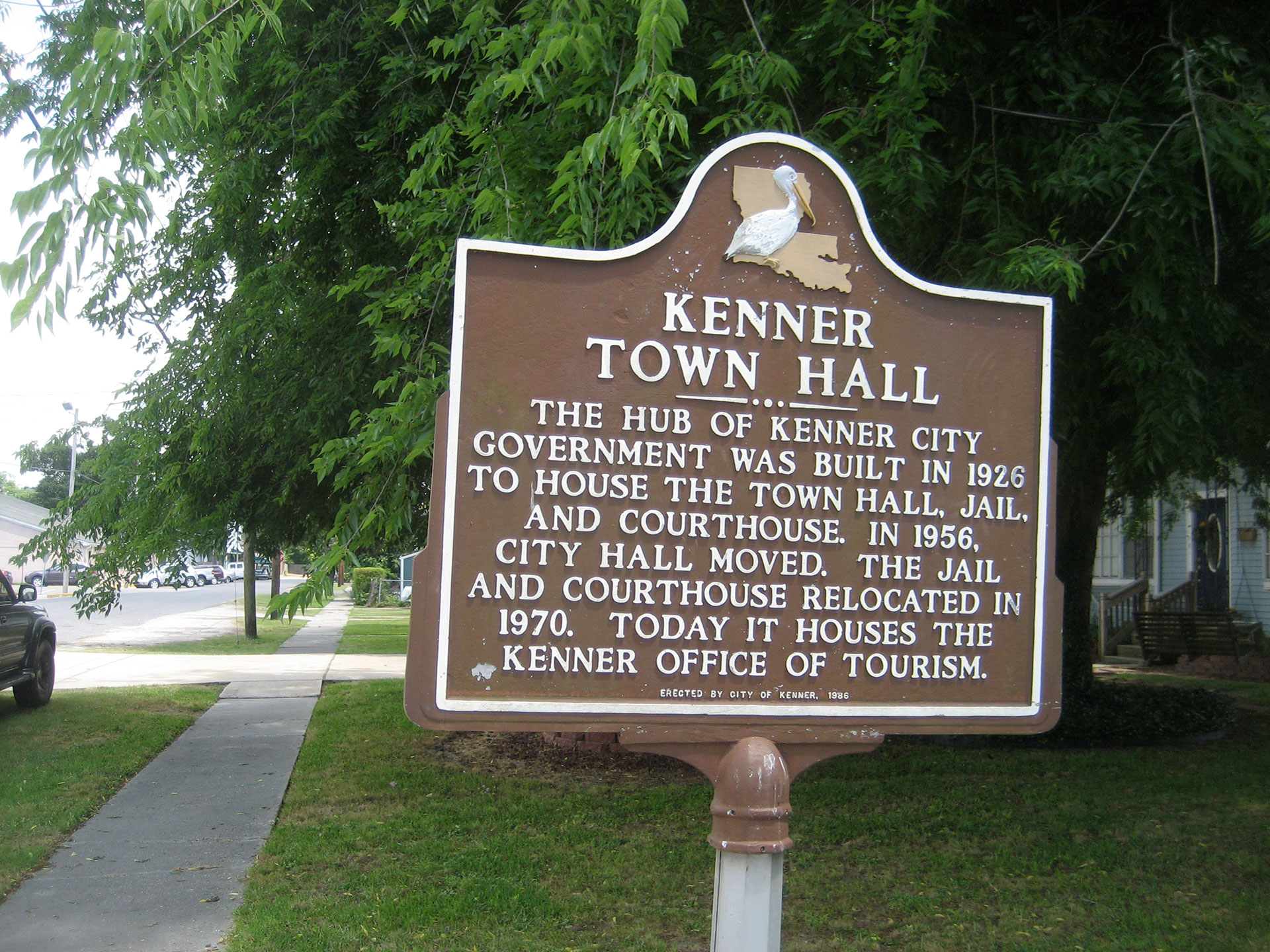 Sign Displaying Kenner Town Hall History