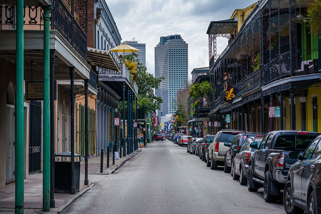 Street and Commercial Buildings in New Orleans